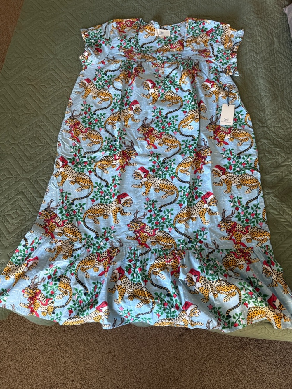 Printfresh Light Blue Leopard & Radish Print Nightgown